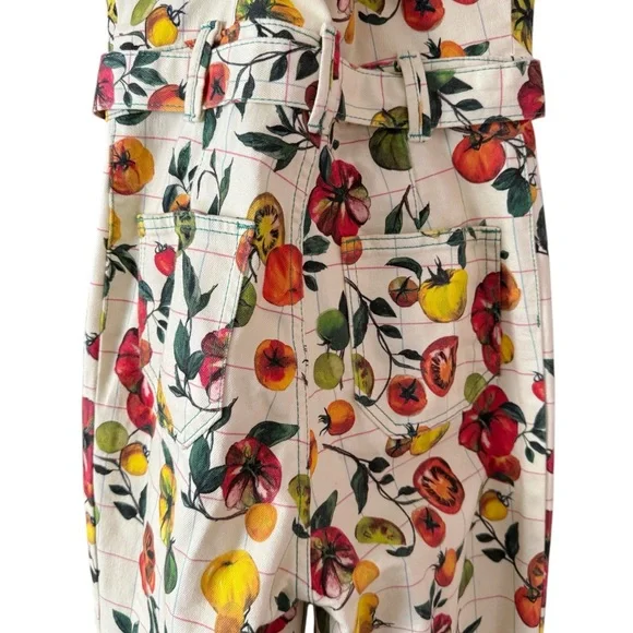 Rachel Antonoff Clem Pinafore Jumpsuit - Family Heirloom Tomato Print Size: 0 - Picture 9 of 12